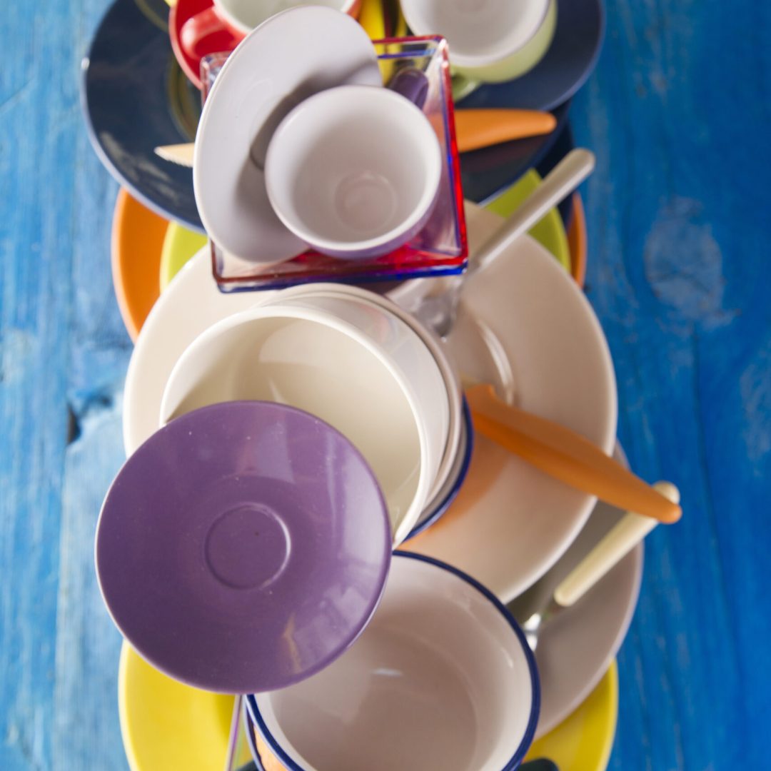 presentation of mixed accessories for a colorful kitchen